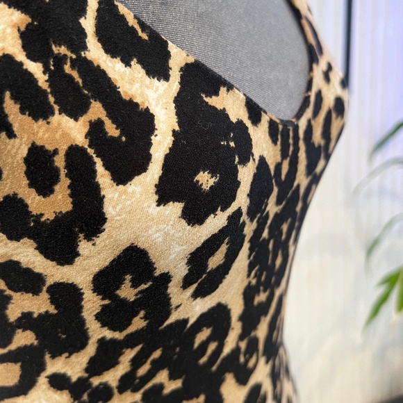 XS Leopard Print Super Soft Stretch Spaghetti Strap Bodysuit - Picture 3 of 5